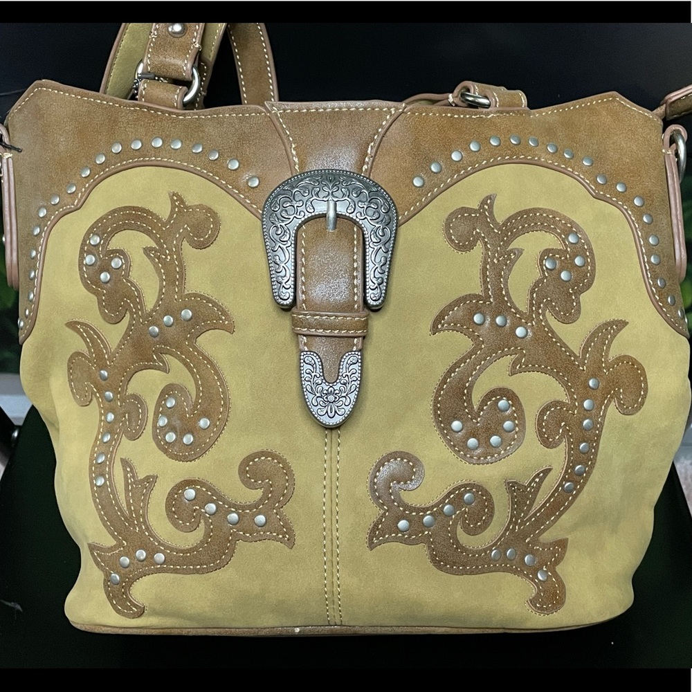 LEATHER/SUEDE BANDANA BRAND HANDBAG